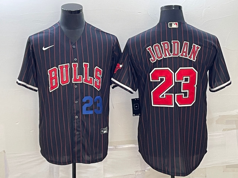 Men Chicago Bulls 23 Jordan Black Stripe Game Nike 2023 NBA Jersey